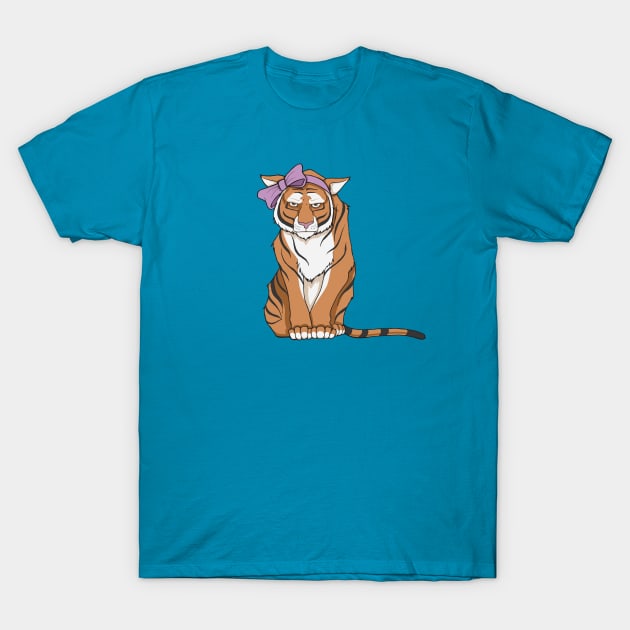 Don't Call Me Cute - Tiger In Pink Bow T-Shirt by 5sizes2small